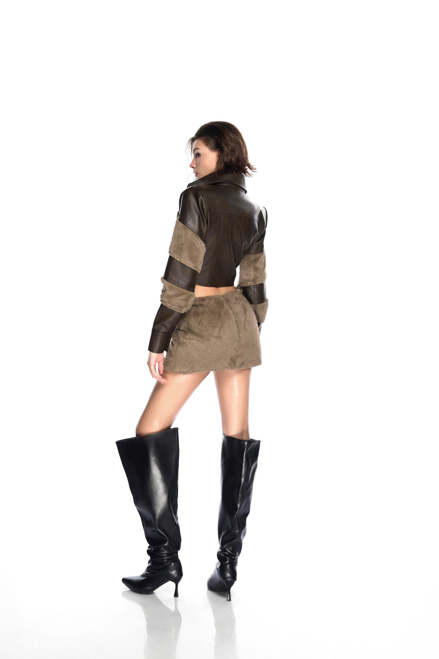 D Tex Leather Bomber & Tex Further Mini Skirt